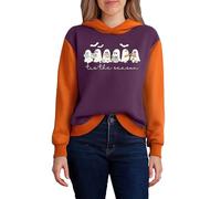 Sweat à capuche pour femme avec motif fantôme mignon - Pull d'Halloween bicolore - Sweatshirt décontracté avec inscription « Tis the Season », Stil_y05 Violet, 3XL