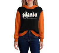 Sweat à capuche pour femme avec motif fantôme mignon - Pull d'Halloween bicolore - Sweatshirt décontracté avec inscription « Tis the Season », Stil_y01 Noir, 3XL
