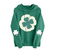 Sweat à capuche pour femme avec motif trèfle vert et lettre d'amour - Pull décontracté à col rond - Tenue décontractée à manches longues - Pour la Saint-Patrick, bleu ciel, M