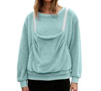 Sweat à capuche pour femme avec poche kangourou moelleux, couleur unie, sweat à capuche pour femme, automne, hiver, chaud, manches longues, veste en peluche, manteau d'hiver, bleu, XL