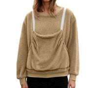 Sweat à capuche pour femme avec poche kangourou moelleux, couleur unie, sweat à capuche pour femme, automne, hiver, chaud, manches longues, veste en peluche, manteau d'hiver, kaki, XL