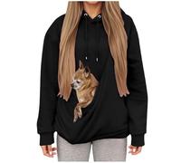 Sweat à capuche pour femme avec poche kangourou pour chien - Pull à manches longues pour animal domestique, b-noir, S