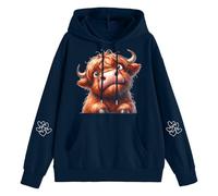 Sweat à capuche pour femme avec veau curieux des Highlands - Sweat à capuche avec motif animal mignon - Sweatshirt décontracté pour un look charmant, Style_o03 Bleu, XL