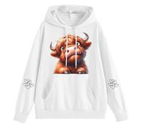 Sweat à capuche pour femme avec veau curieux des Highlands - Sweat à capuche avec motif animal mignon - Sweatshirt décontracté pour un look charmant, Style_o07 Blanc, XL