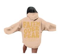 Sweat à capuche pour femme Christian Faith Over Fear Mode Décontracté Jésus Léger avec capuche Pull à capuche Pray The Lord Fall Tendance Manches longues Graphique Vêtements Workou Thin God Y2K, kaki