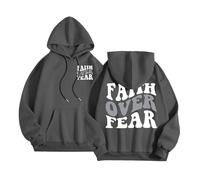Sweat à capuche pour femme Christian Faith Over Fear Y2K Summer Jesus Essential Pullover Vêtements Dieu Confort Décontracté Plage Graphique Pulls Workou College Pray The Lord Jesus Saves Thin, gris