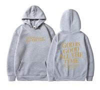 Sweat à capuche pour femme Christian God Is Good All The Time - Esthétique 2025 - Décontracté - Lettre Jésus - Trust In The Lord - Avec designs confortables - Pull graphique religieux, gris, XXL