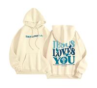 Sweat à capuche pour femme Christian Jesus Loves You uni Workou décontracté Sweat à capuche Faith Cool Coupe ample Lettre Graphique Trendy Pullover Hoodies Backwoods Pray The Lord God Y2K, beige, M