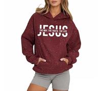 Sweat à capuche pour femme Christian Jesus The Way The Truth and The Life Uni 2025 Graphique avec capuche Faith Essential Trendy Casual Lettres Vêtements Dieu Religieux Pull mignon, Rouge, XL