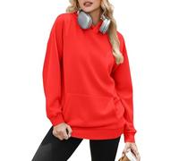Sweat à Capuche pour Femme - Couleur Unie - Sweat-Shirt à Manches Longues Décontracté Chaude Chic et Elegant Grande Taille avec Poches S-5XL,Rouge,M,f111r