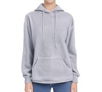 Sweat à capuche pour femme, gaufré, couleur unie, chaud, élégant, automne, hiver, décontracté, manches longues, tendance, basique, uni, automne, mode 2026, vêtements, gris, L