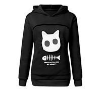 Sweat à capuche pour femme, grande taille, mignon, chat, chien, chiot, sweat à capuche à manches longues, confortable, décontracté, solide avec poches kangourou, 01 - Noir, XL