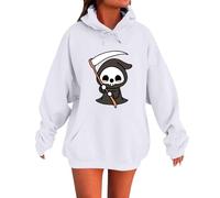 Sweat à capuche pour femme - Halloween - Veste de survêtement cropped - Sweat à capuche - Pull à capuche - Veste avec cordon de serrage - Haut chemisier - Grandes tailles, Blanc., 5XL