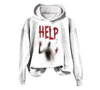 Sweat à capuche pour femme - Imprimé sang - Col rond - Manches longues - Automne et hiver - Coupe ample - Confortable - Tendance - Décontracté - Costumes d'Halloween, 07# Bleu marine, 5XL