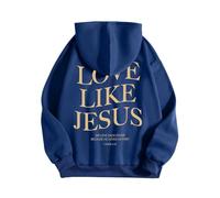 Sweat à capuche pour femme - Inspirant et significatif - Capuche - Poche kangourou - Sweatshirt religieux typographique - Inscription croix - T-shirt à manches longues pour l'église, Stil-i04 Bleu, XL