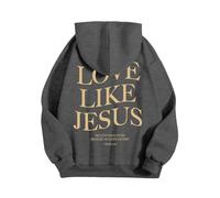 Sweat à capuche pour femme - Inspirant et significatif - Capuche - Poche kangourou - Sweatshirt religieux typographique - Inscription croix - T-shirt à manches longues pour l'église, Stil-i05 Gris, L