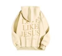 Sweat à capuche pour femme - Inspirant et significatif - Capuche - Poche kangourou - Sweatshirt religieux typographique - Inscription croix - T-shirt à manches longues pour l'église, Stil-i02 Beige