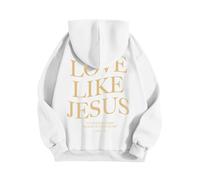 Sweat à capuche pour femme - Inspirant et significatif - Capuche - Poche kangourou - Sweatshirt religieux typographique - Inscription croix - T-shirt à manches longues pour l'église, Stil-i09 Blanc