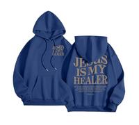 Sweat à capuche pour femme Jesus Is My Healer Anime mignon décontracté d'été vêtements gothique Y2K avec capuche graphique chrétien sweat à capuche fin tendance Backwoods confortable cool Workou, noir