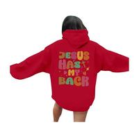 Sweat à capuche pour femme Jésus Jésus a mon dos universitaire graphique mode chrétienne à capuche « I Love Jesus » pour adolescents Chandails universitaires Chandails Faith God Sweatshirts mignons