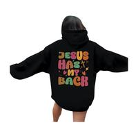 Sweat à capuche pour femme Jésus Jésus a mon dos universitaire graphique mode chrétienne à capuche « I Love Jesus » pour adolescents Chandails universitaires Chandails Faith God Sweatshirts mignons