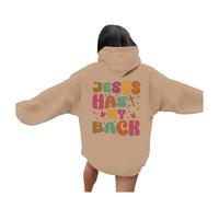 Sweat à capuche pour femme Jésus Jésus a mon dos universitaire graphique mode chrétienne à capuche « I Love Jesus » pour adolescents Chandails universitaires Chandails Faith God Sweatshirts mignons