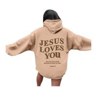 Sweat à capuche pour femme Jésus Jésus Loves You 2025 - Pull à capuche chrétien d'été - Dieu uni - Coupe ample - Décontracté - Plage graphique - Esthétique - J'aime Jésus religieux avec capuche