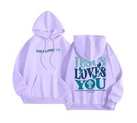 Sweat à capuche pour femme Jésus Jésus Loves You Goth Tendance Lettre chrétienne à capuche Tops Pray The Lord Western 2025 Pull graphique décontracté Anime Faith Jesus Saves Pullover Y2K, violet, S