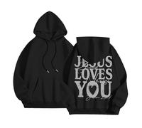 Sweat à capuche pour femme Jésus Jésus Loves You Mode Christian Ladies Vêtements à capuche Faith Y2K Graphique Décontracté avec capuche Col rond Manches longues Tendance Pull Automne Preppy God