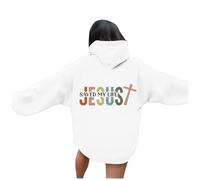 Sweat à capuche pour femme Jesus Jesus Saved My Life Essential Hoodies Christian Loose Fit Cute Plain Hooded Faith Pullover Hoodies for Teens Trendy with Hood Casual Graphic Ladies Tops Pray The Lord