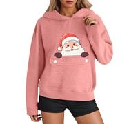Sweat à capuche pour femme - Manches longues - Sweatshirt Elfe Noël - Élégant - Manches longues - Imprimé Père Noël, O rose., M