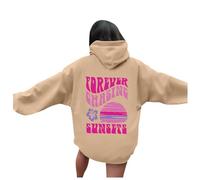 Sweat à capuche pour femme « Meet at The Beach », kaki, S