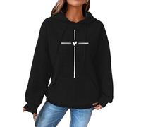 Sweat à capuche pour femme - Motif gaufré - Pour la Saint-Valentin - Cœur - Imprimé croix - Mignon à manches longues - Doux - Pull d'hiver décontracté et amusant - Vêtements de sport - Cadeau pour les