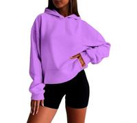 Sweat à Capuche pour femme Polyester Couleur Unie Regular Fit | Polyester durable, élasticité modérée, confort optimal pour mouvements quotidiens(light purple M)
