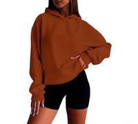Sweat à Capuche pour femme Polyester Couleur Unie Regular Fit | Polyester durable, élasticité modérée, confort optimal pour mouvements quotidiens(brown XXXXL)