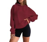Sweat à Capuche pour femme Polyester Couleur Unie Regular Fit | Polyester durable, élasticité modérée, confort optimal pour mouvements quotidiens(Claret XL)