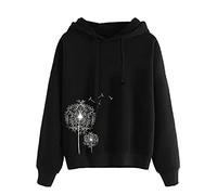 Sweat à capuche pour femme - Pull classique à capuche avec cordon de serrage et poches - Imprimé cœurs - Pull décontracté et confortable - Coupe ample - Haut à manches longues, Noir-3, XXL