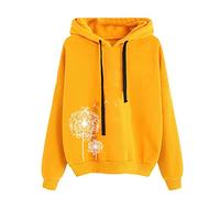 Sweat à capuche pour femme - Pull classique à capuche avec cordon de serrage et poches - Imprimé cœurs - Pull décontracté et confortable - Coupe ample - Haut à manches longues, Jaune-3., XL