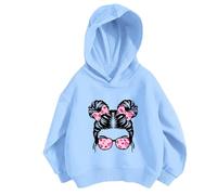 Sweat à capuche pour fille 110, Kawaii - Couleur unie - Avec capuche - Confortable - Manches longues - Hauts fins et respirants - En coton - Pour les loisirs - 3-9 ans, bleu, 90