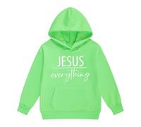 Sweat à capuche pour fille confortable inspirant Sweat à capuche poche kangourou Sweatshirt religieux minimaliste Inscription unie T-shirt à manches longues pour l'église, Stil-o07 Vert, 4-5 ans