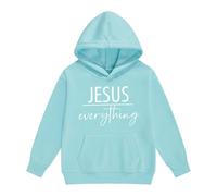 Sweat à capuche pour fille confortable inspirant Sweat à capuche poche kangourou Sweatshirt religieux minimaliste Inscription unie T-shirt à manches longues pour l'église, Stil-o10 Bleu sarcelle, 2-3