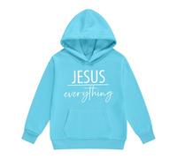 Sweat à capuche pour fille confortable inspirant Sweat à capuche poche kangourou Sweatshirt religieux minimaliste Inscription unie T-shirt à manches longues pour l'église, Stil-o11 Bleu, 2-3 ans