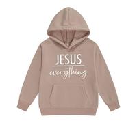 Sweat à capuche pour fille confortable inspirant Sweat à capuche poche kangourou Sweatshirt religieux minimaliste Inscription unie T-shirt à manches longues pour l'église, Stil-o05 Kaki, 12-13 ans