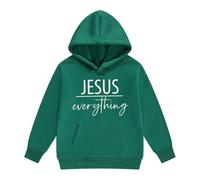 Sweat à capuche pour fille confortable inspirant Sweat à capuche poche kangourou Sweatshirt religieux minimaliste Inscription unie T-shirt à manches longues pour l'église, Stil-o03 Vert, 12-13 ans