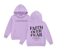 Sweat à Capuche pour Fille Jesus Faith Over Fear Essential Hoodies Workou décontracté Graphique chrétien Haut à Capuche Dieu drôle Coupe Ample Plage été avec Capuche Tenues Anime I Love Jesus