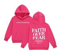 Sweat à Capuche pour Fille Jesus Faith Over Fear Essential Hoodies Workou décontracté Graphique chrétien Haut à Capuche Dieu drôle Coupe Ample Plage été avec Capuche Tenues Anime I Love Jesus