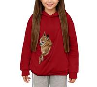 Sweat à Capuche pour Filles avec Poche pour Chat Drôle Chien Sac de Transport à Manches Longues Ample Sweat-Shirt à Capuche Décontracté Chaud d'hiver Respirant Mode en Polaire Filles 3-14 Ans