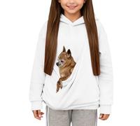 Sweat à Capuche pour Filles avec Poche pour Chat Drôle Chien Sac de Transport à Manches Longues Ample Sweat-Shirt à Capuche Décontracté Chaud d'hiver Respirant Mode en Polaire Filles 3-14 Ans
