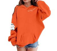 Sweat à Capuche pour Filles - Hoodie d Hoodie Halloween imprimé Doux en Polaire Ensemble Confortable et Chaud pour Enfants Veste décontractée adaptée à l’Usage Quotidien (Orange, 3-4 Years)