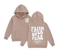 Sweat à Capuche pour Filles Jesus Faith Over Fear Essential Hoodies Workou décontracté Graphique chrétien Haut à Capuche Dieu drôle Coupe Ample Plage été avec Capuche Tenues Anime I Love Jesus f21